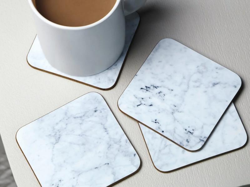 Silver Marble Coasters and champagne glasses 