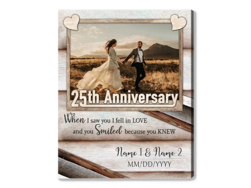 Happy 25Th Wedding Anniversary Custom Photo Canvas Print