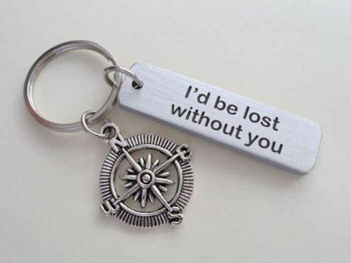 Compass keychain: LDR present for girlfriend