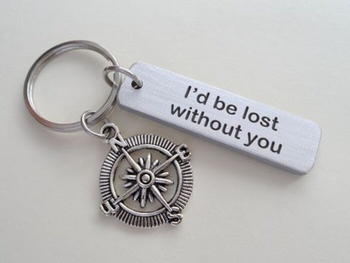 Compass Keychain: Ldr Present For Girlfriend