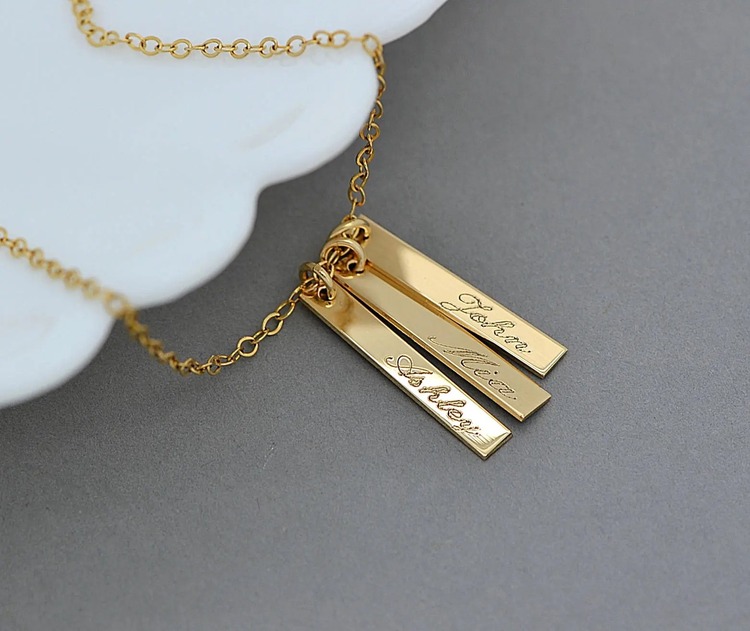 Mother’s day gifts for wife - Bar Tag Necklace With Kids Names