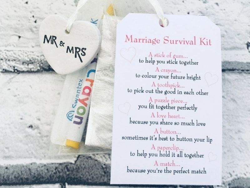 Marriage Survival Basket for funny wedding anniversary gifts