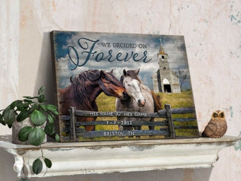 Horses and Old Church Wall Art Decor Oh Canvas for what can be gifted to parents on their anniversary