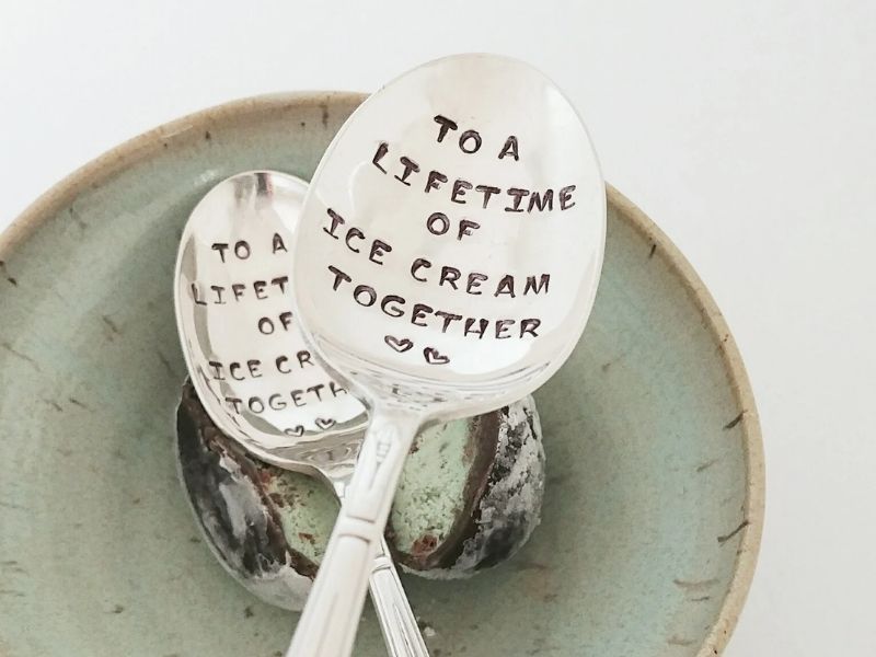 Stamped Anniversary Gift Spoon for what gift for 25th wedding anniversary