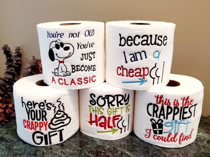 Embroidered Toilet Paper For Funny Anniversary Gifts