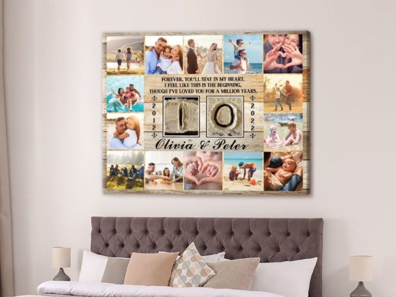 Personalized Anniversary Art Canvas for funny 10 year wedding anniversary gifts