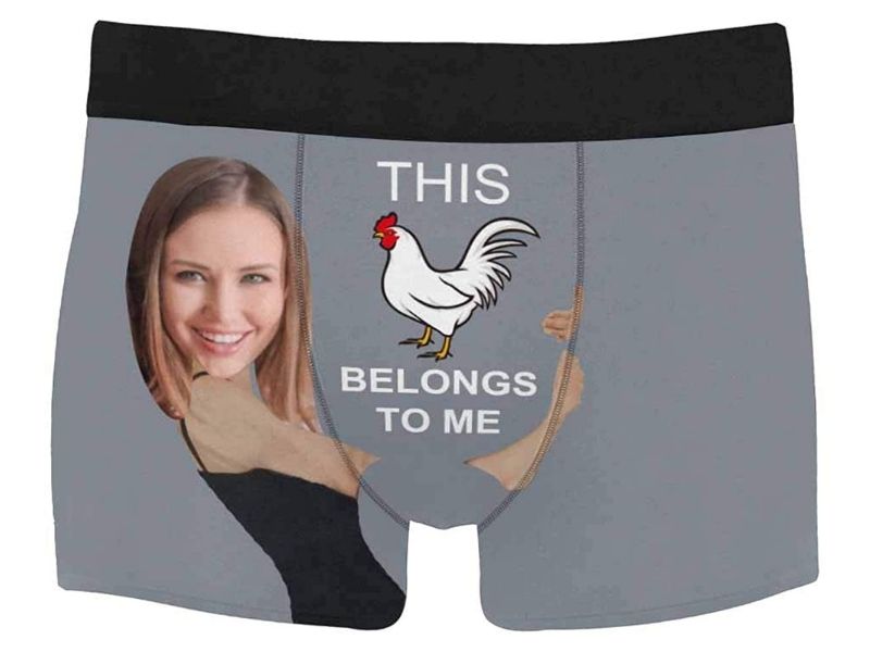 “This Belongs To” Boxer for funny wedding anniversary gifts