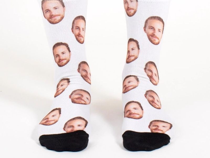 A Pair of Photo Socks for funny wedding anniversary gifts