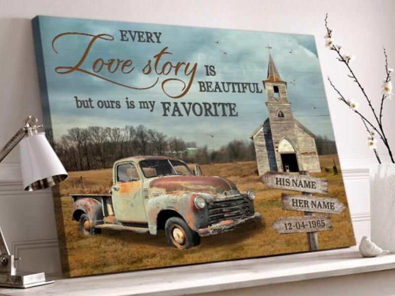Every love story is beautiful Farmhouse Oh Canvas for the 23rd anniversary gift