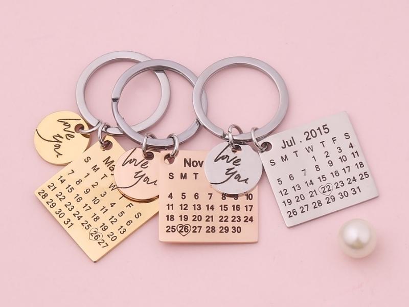 Personalized Calendar Keychain For The 23Rd Anniversary Gift For Husband