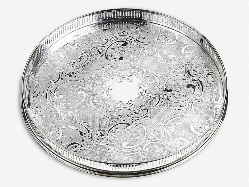 Embossed Silver Plated Tray For The 23Rd Anniversary Gift