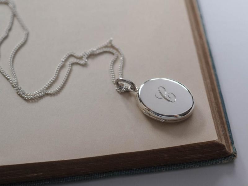 Sterling Silver Initial Locket Necklace For The 23Rd Anniversary Gift