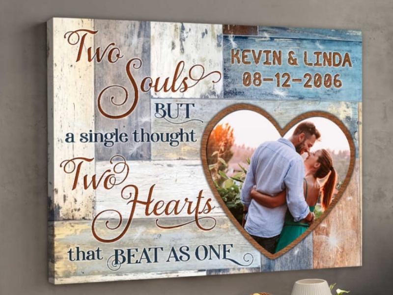 Two Souls Two Hearts Canvas Wall Art for the 23rd anniversary gift