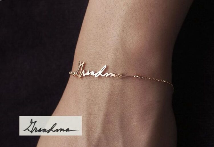 Mothers day presents for grandma - Personalized Actual Handwriting Bracelet