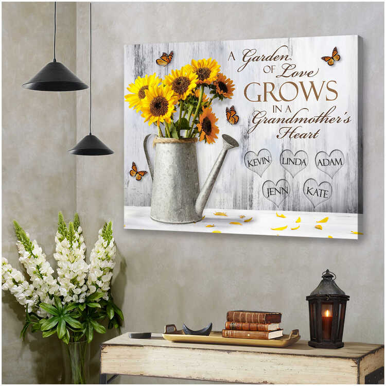 Mother's day gifts for grandma - Grandma “A garden of love grows in a grandmother’s heart” canvas print