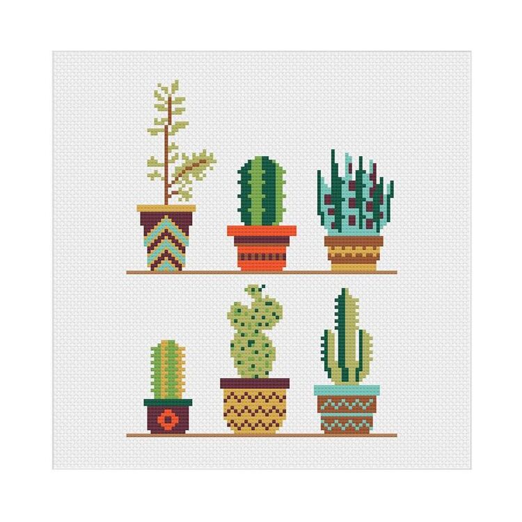 Mothers Day Presents For Grandma - Cactus Cross Stitch Kit
