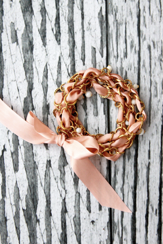 Mother's day gifts for grandma - Ribbon and Chain Wrap Bracelet