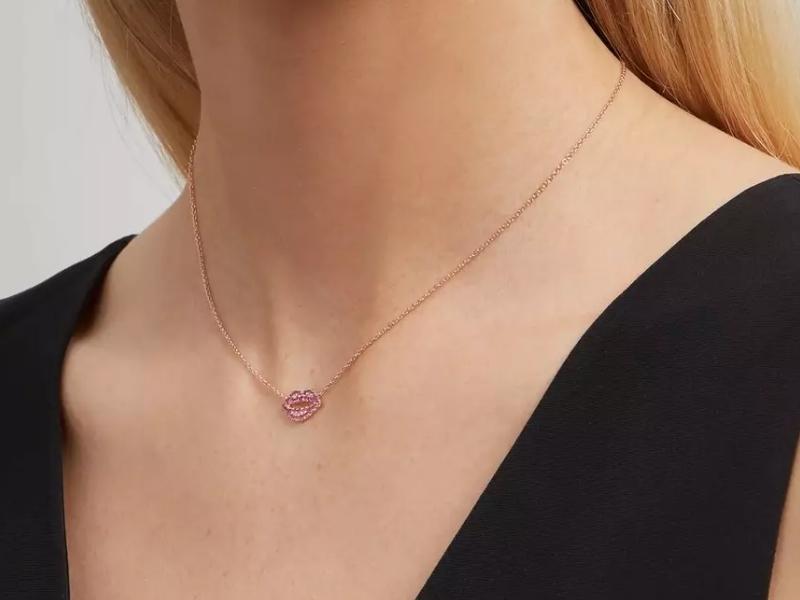 Sparkly Pink Sapphire Necklace for the 45th anniversary jewelry gift