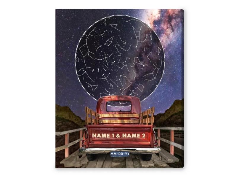 Custom Star Map Canvas Print for 45th anniversary gifts for couple