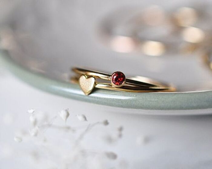 Birthstone stacking ring gift for aunt