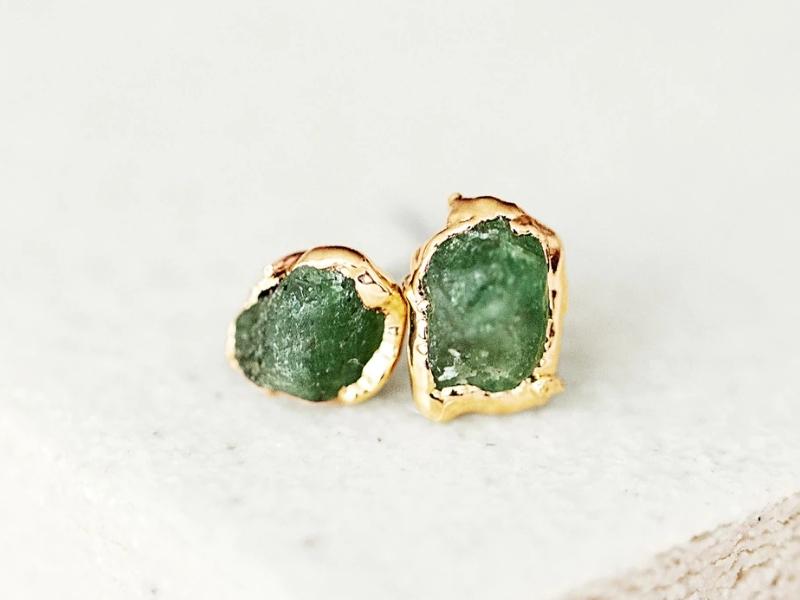 Raw Emerald Earrings Set for 55th anniversary gift ideas for parents
