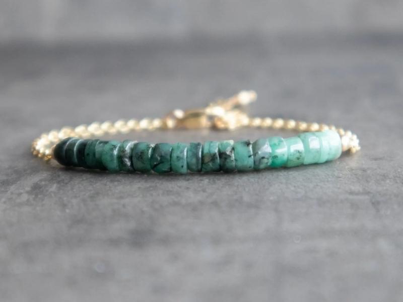 Personalized Emerald Bracelet Ombre Bracelet for 55th anniversary gifts