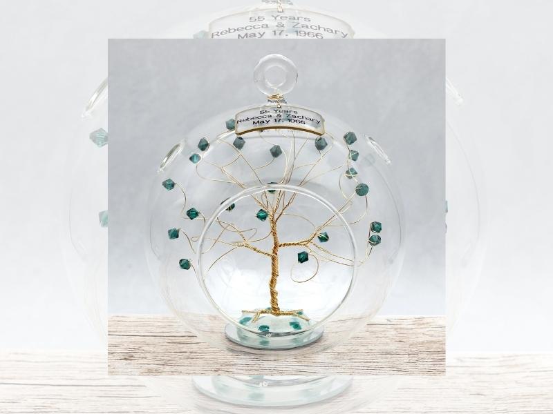 Emerald Anniversary Keepsake Ornament for the 55th anniversary gift