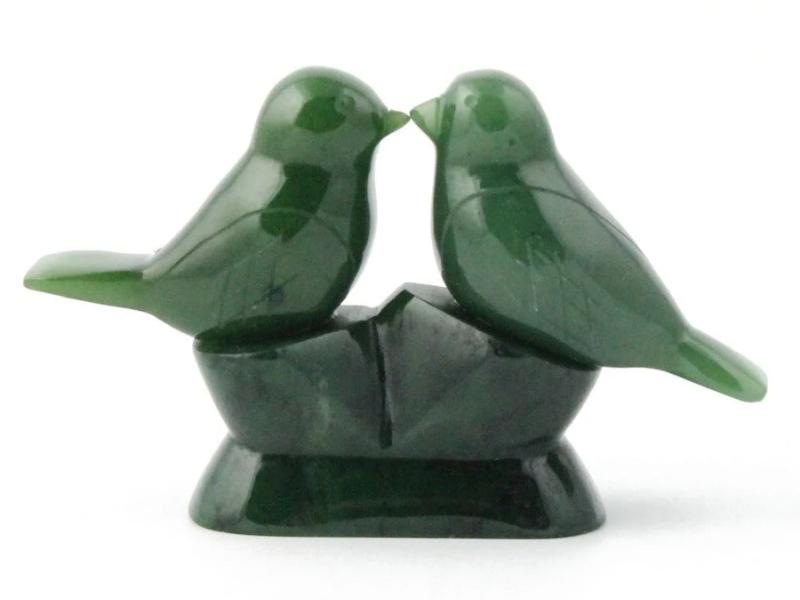 Emerald Green Lovebirds Statue for 55th anniversary gifts for couples 