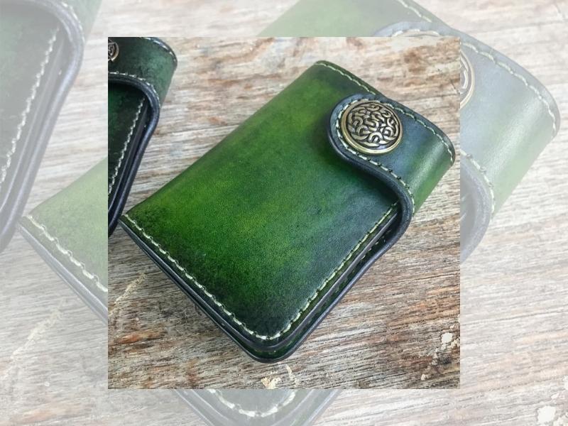 Leather Green Wallet for the 55th anniversary traditional gift