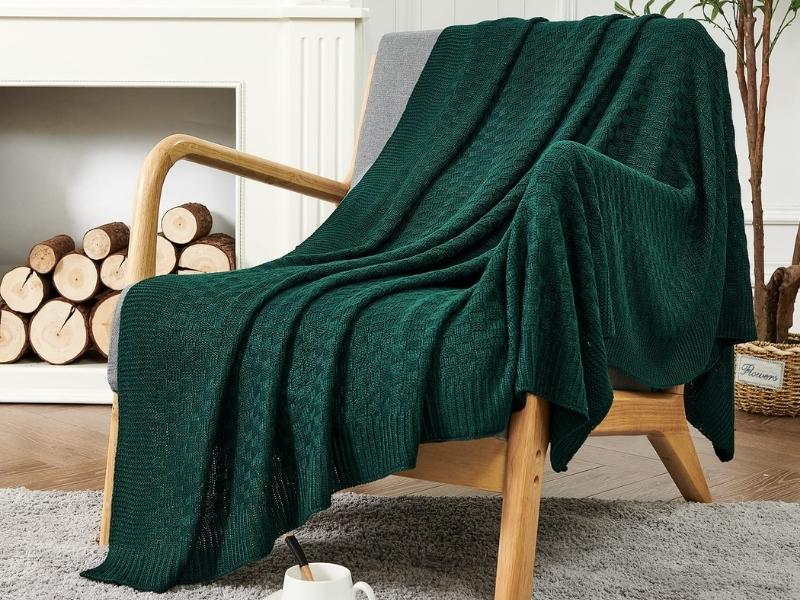 Cozy Emerald Green Throw Blanket for 55th anniversary gifts