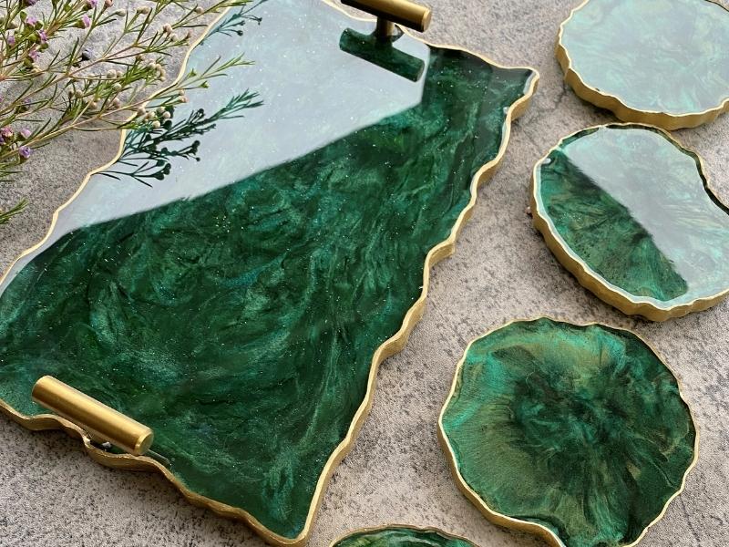 Green Agate Serving Platter For 55Th Anniversary Gifts