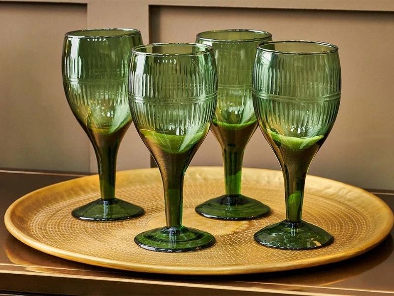 Emerald Green Wine Glasses For The 55Th Anniversary Gift