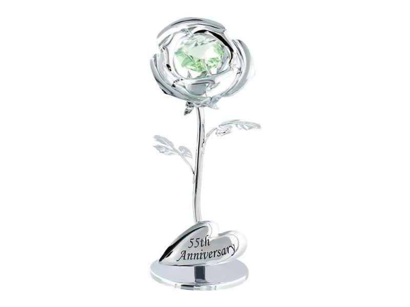 Plated Rose with Emerald Crystal for the 55th anniversary gift 