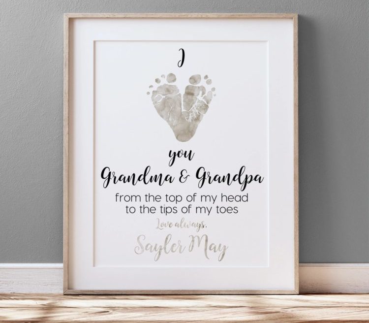Mother's day gift for granny - I Love you, Footprint Art