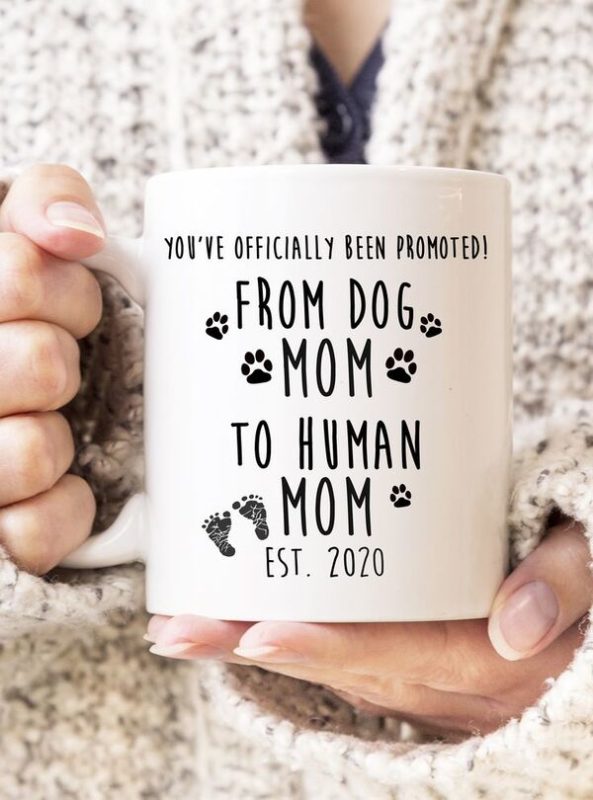 Mother's day gift ideas for pregnant wife - Customized Mug: From Dog Mom To Kid Mom
