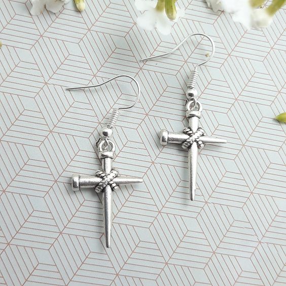 Christian mother's day gifts - Initial and cross earrings