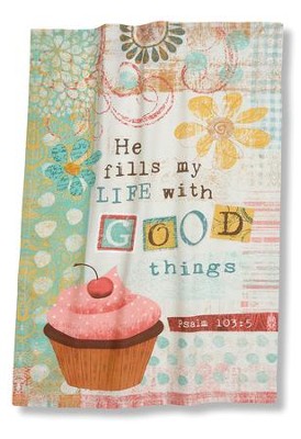Christian mother's day gifts - He fills my life – tea towel