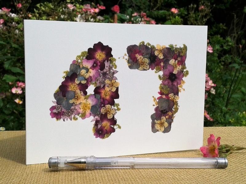 Flowers Personalized No 47 Card for 47th anniversary gifts