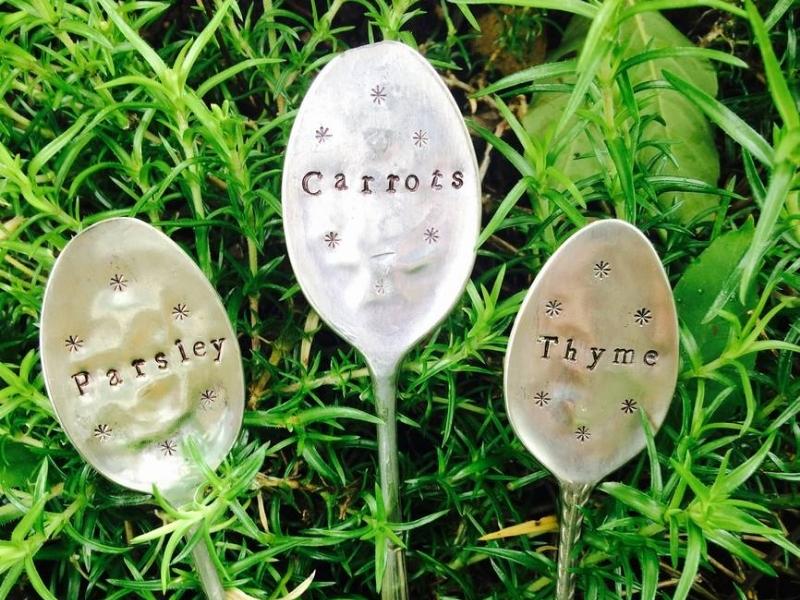 Vintage Spoon Garden Markers Set For The 47Th Anniversary Gift For Wife