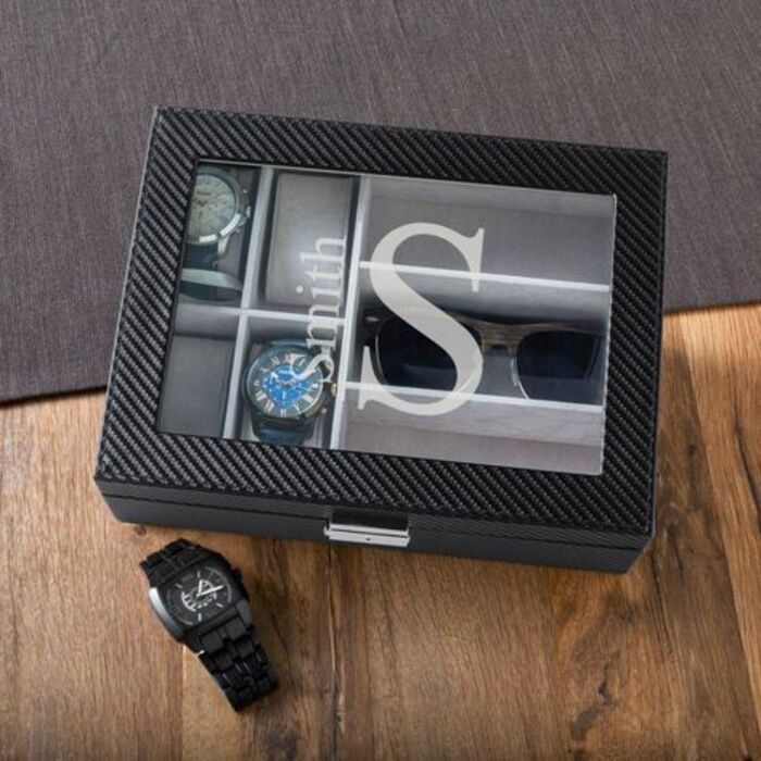 Personalized sunglass & watch storage: best boyfriend birthday present