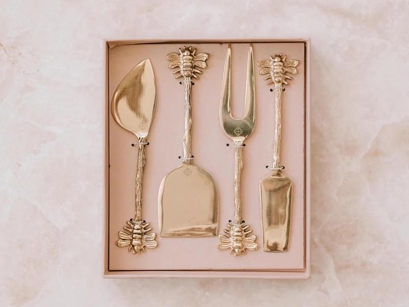 Gold Cheese Knives Set For 14Th Anniversary Ideas For Husband