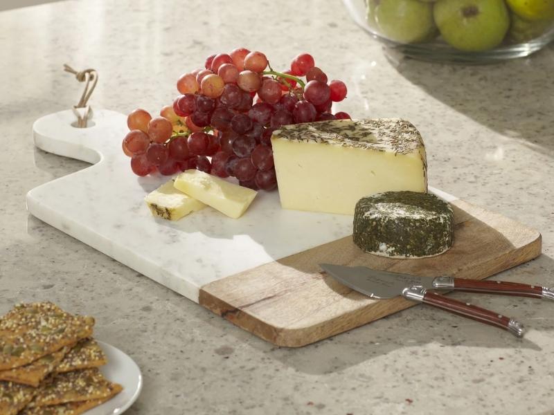 Marble And Wood Cheese Board For 14Th Anniversary Gifts