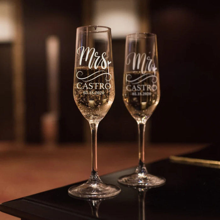 champagne glasses - 25th wedding anniversary gifts