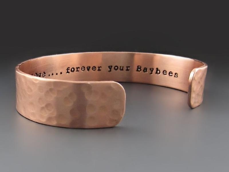 Custom Copper Cuff Bracelet For The 22 Anniversary Gift