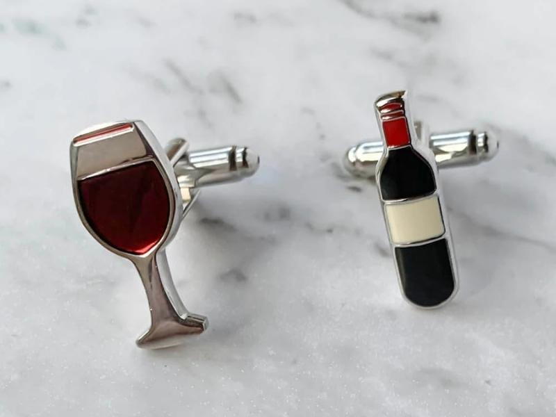 Wine &Amp; Bottle Cufflinks For The Year 22 Anniversary Gift