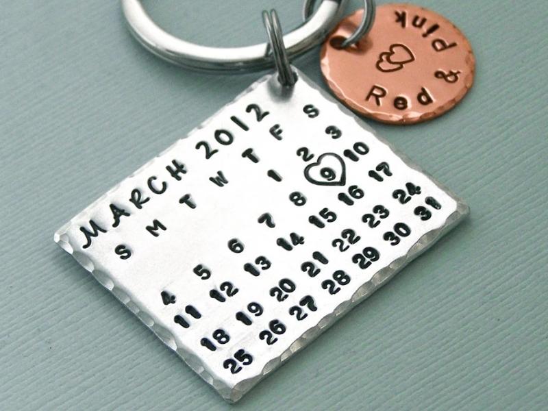 Personalized Copper Calendar Key Chain for the 22nd anniversary traditional gift