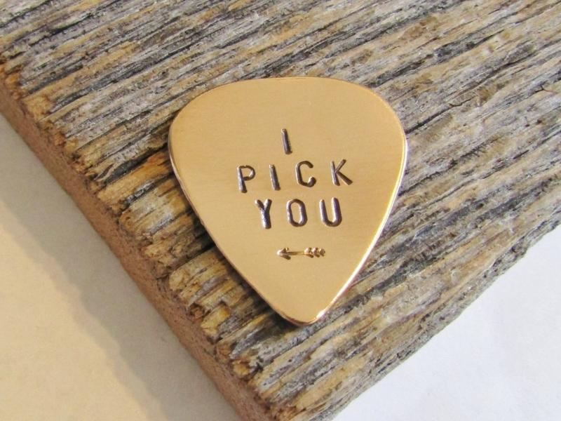 “I pick you” Copper Guitar Pick for the 22 anniversary gift