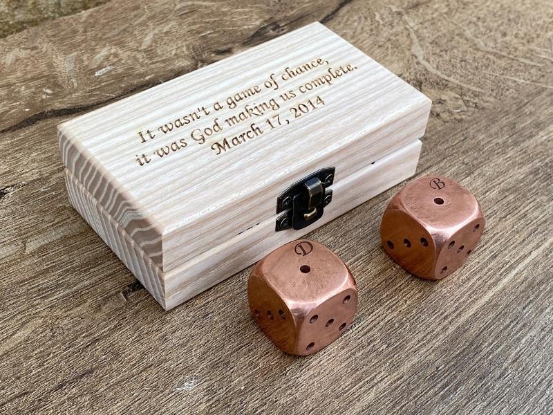 Forged Copper Dice with Personalization for the 22nd anniversary gift