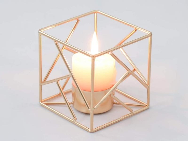 Geometric Metal Tea Light Holder for 22nd anniversary gift ideas