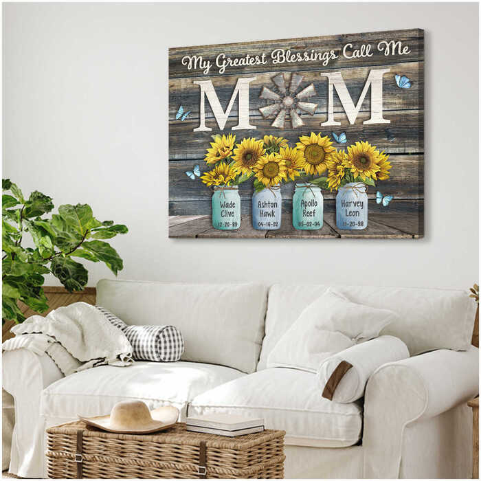 Meaningful custom name canvas gift for boyfriend's mom